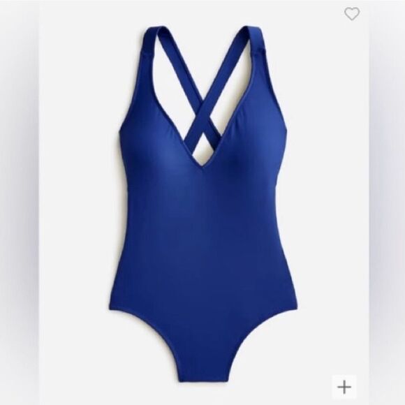 J. Crew Long Torso Swimsuit High-support cross-back one-piece Blue Size 4 NWT - Picture 9 of 9